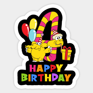 4th Birthday Party 4 Year Old Four Years Sticker